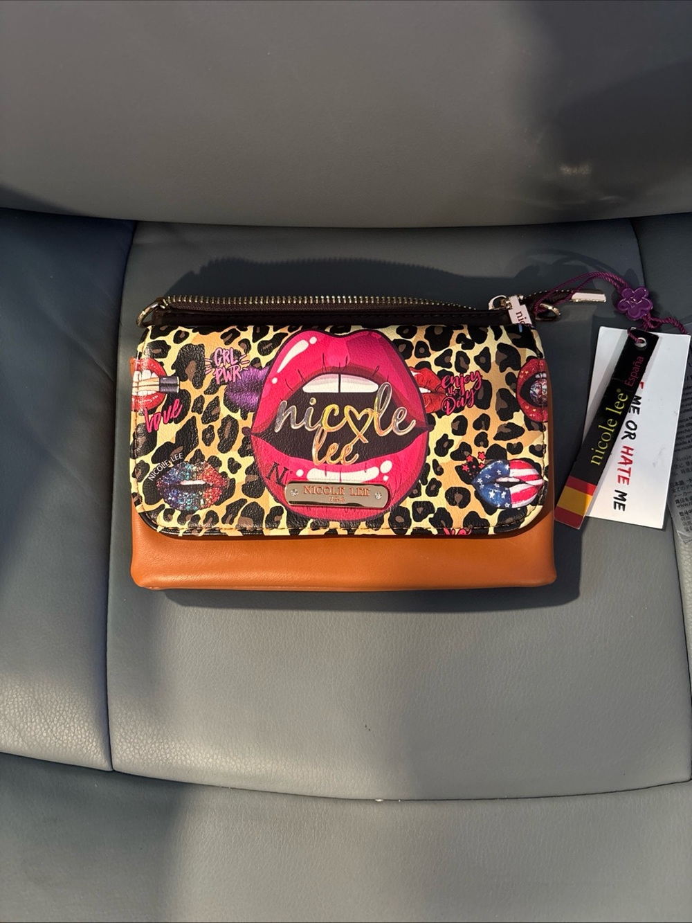 Nicole Lee Leopard Lip Print Wallet
